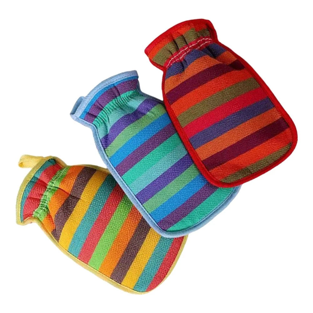 3 Pcs Bath Towel Gloves Massage Cleaning Brush Body Exfoliator Scrubber