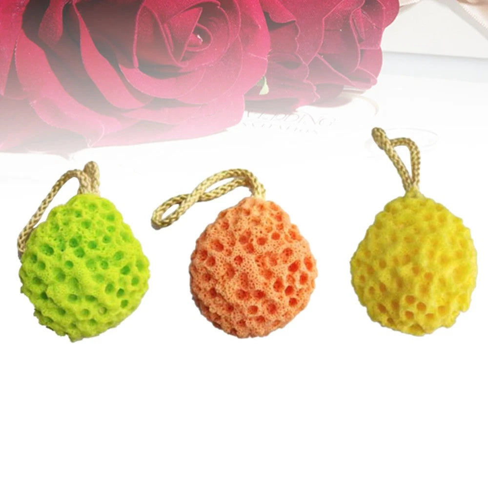 3 Pcs Shower Brush Bath Sponge Honeycomb Structure Seaweed Cotton with Rope