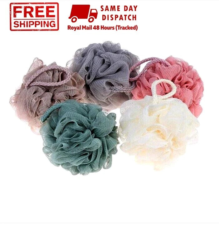 5 X Shower Ball Mesh Bath Flower Body Scrubber Brush Exfoliating Puff Sponge