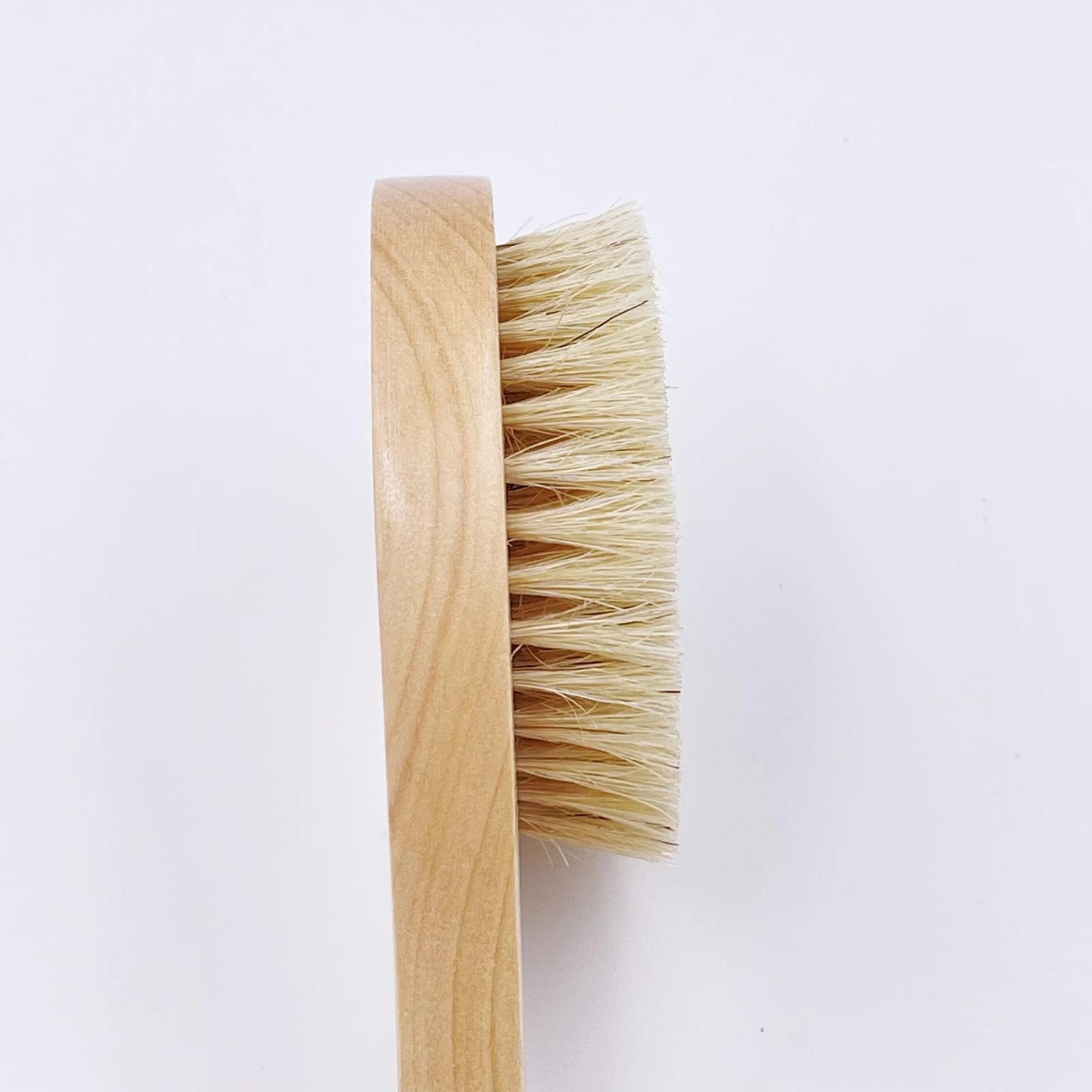 Short Handle Body Brush, Natural Bristles Wooden Bath Brush Shoulder Back Exf...