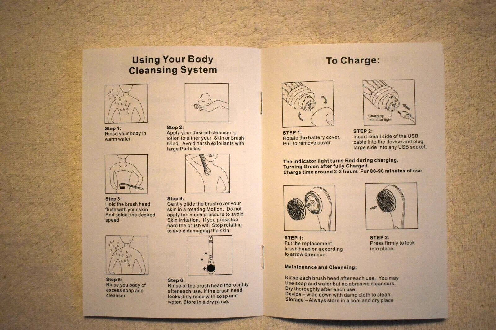 Blushly Rechargeable Exfoliating Body Brush: 6 Heads, 14"  Perfect for Showering