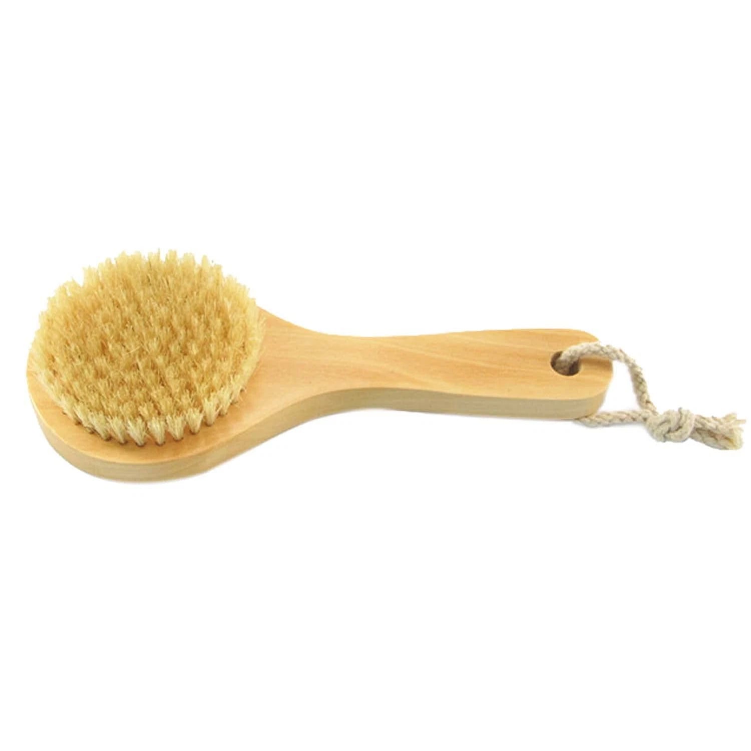 Short Handle Body Brush, Natural Bristles Wooden Bath Brush Shoulder Back Exf...