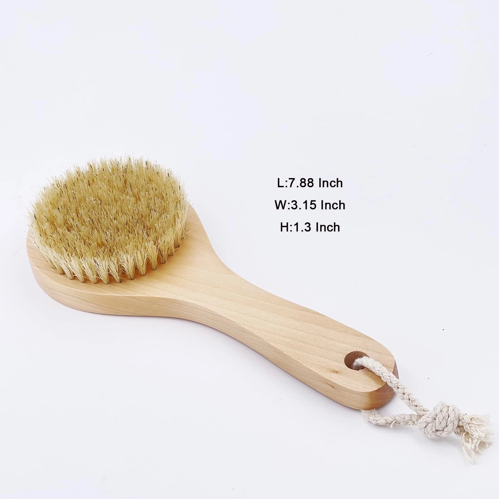 Short Handle Body Brush, Natural Bristles Wooden Bath Brush Shoulder Back Exf...
