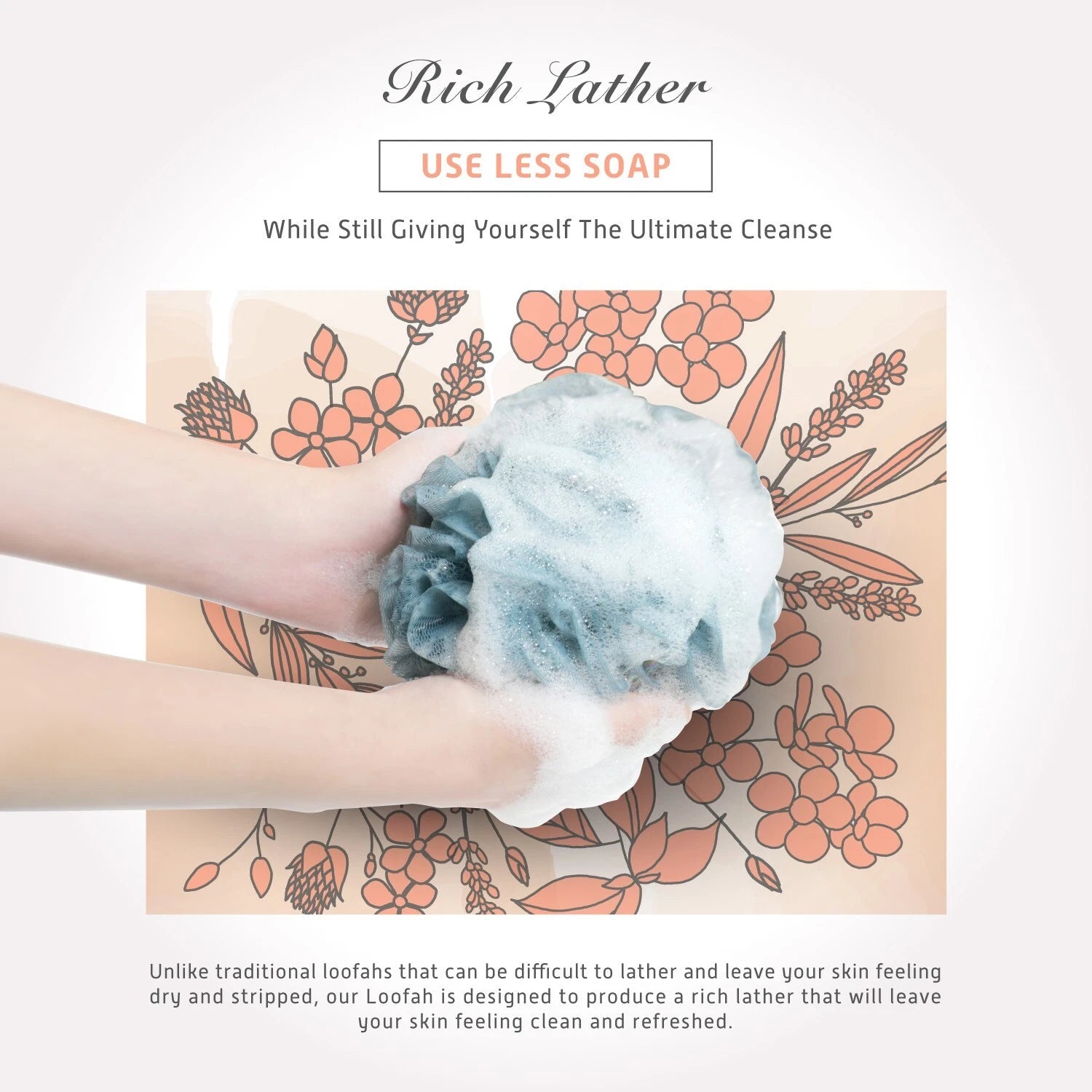 Deep Cleansing Loofah Sponge, Pack of 4, Bath and Shower, Exfoliating Body