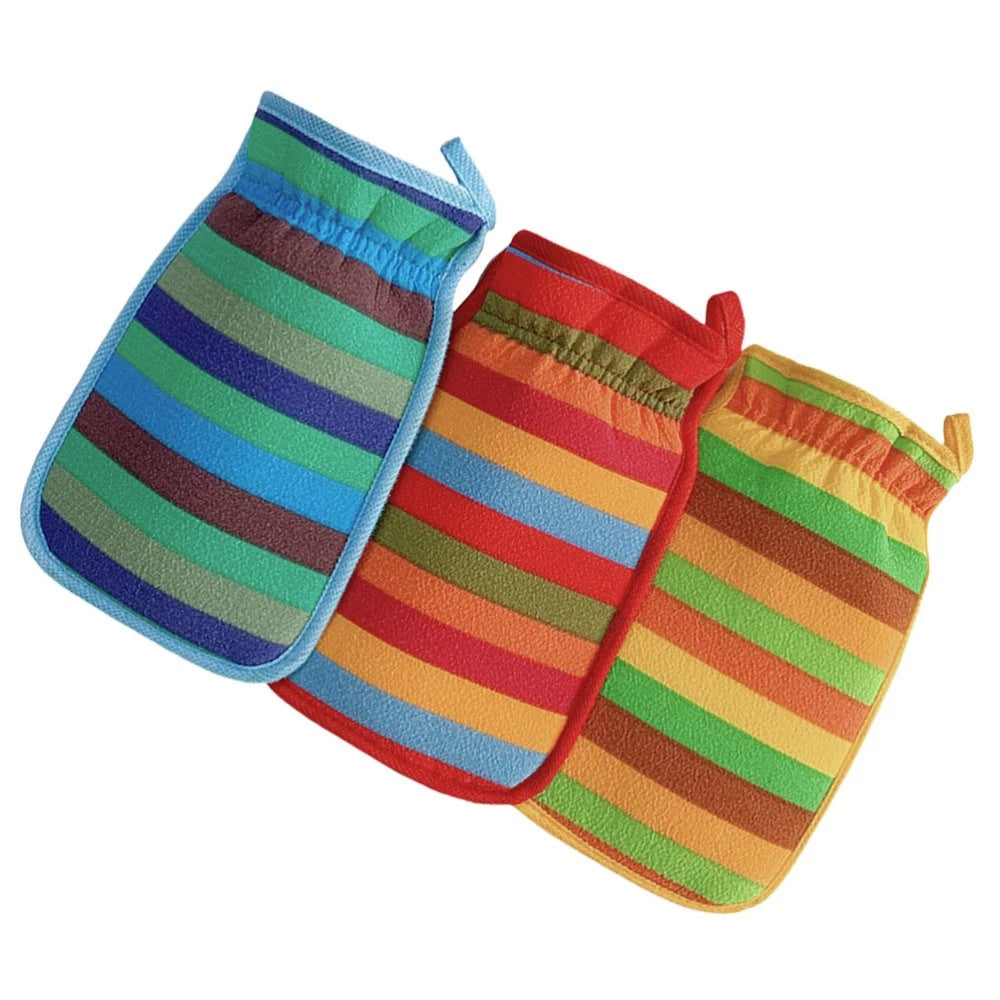 3 Pcs Bath Towel Gloves Back Brush for Shower Men Massage Cleaning