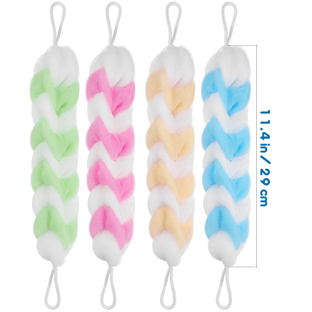 4pcs Long Bath Flower Bath Ball Lather Rub Bath Towel Bath Brush Shower Ball