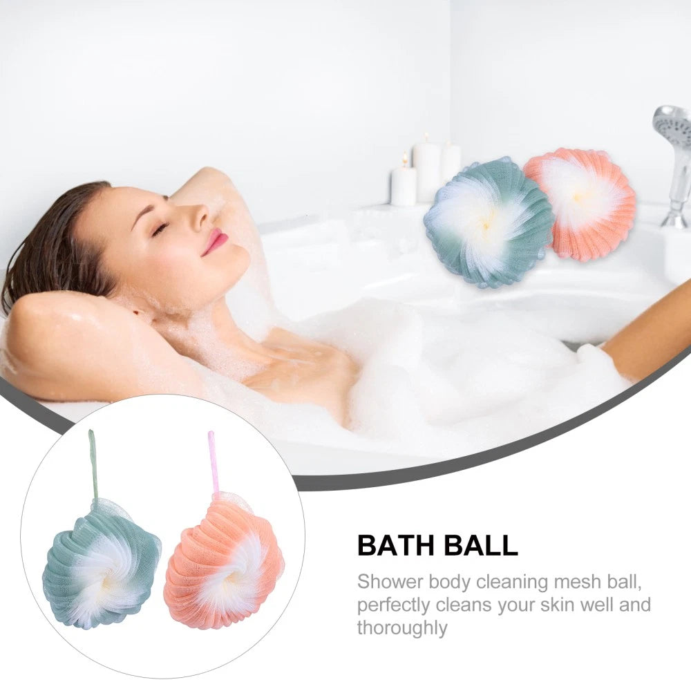 2Pcs Bath Sponge Body Scrubber Pouf Shower Ball Brush for Women and Men