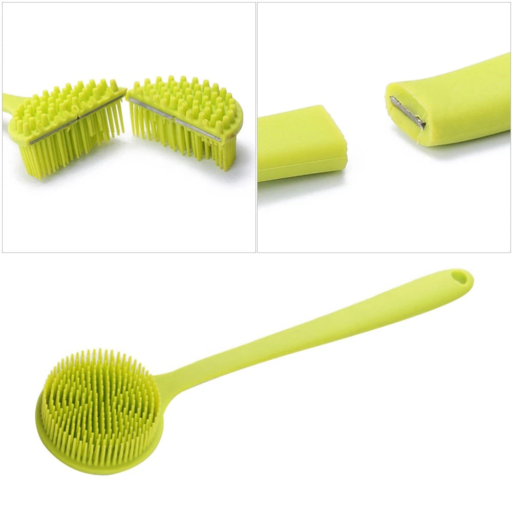Bath Brush Man Body Exfoliator Scrubber Long Handle Silicone Shower