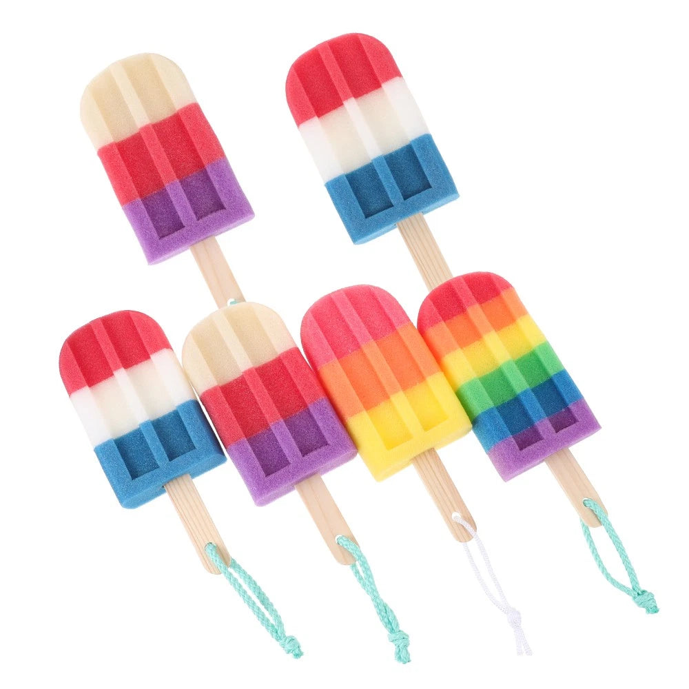 6Pcs Ice Cream Shaped Shower Body Sponge Scrubber Brush Exfoliating Body Washer