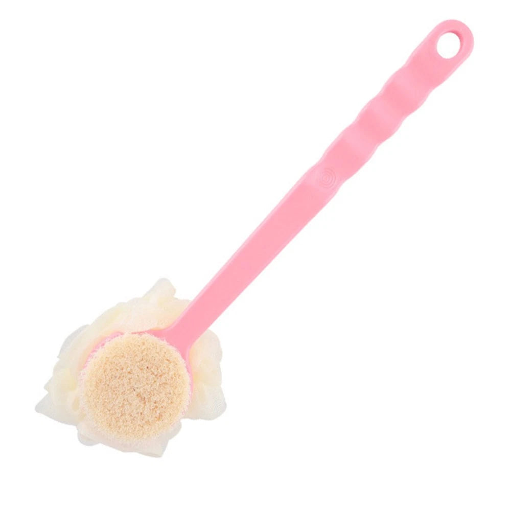 2 Pcs Back Rub Bath Brush Body Shower Scrubber Flower Long Handle