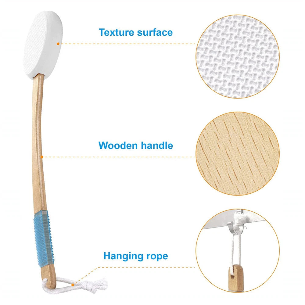 New Hangable Lotion Applicator Easy Reach for Body Anywhere Wooden Handle Brush