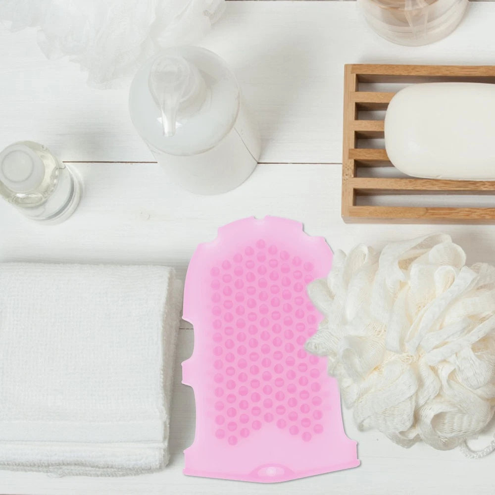2 Pcs Silicone Massage Brush Exfoliating Mitt Body Rubber for Shower