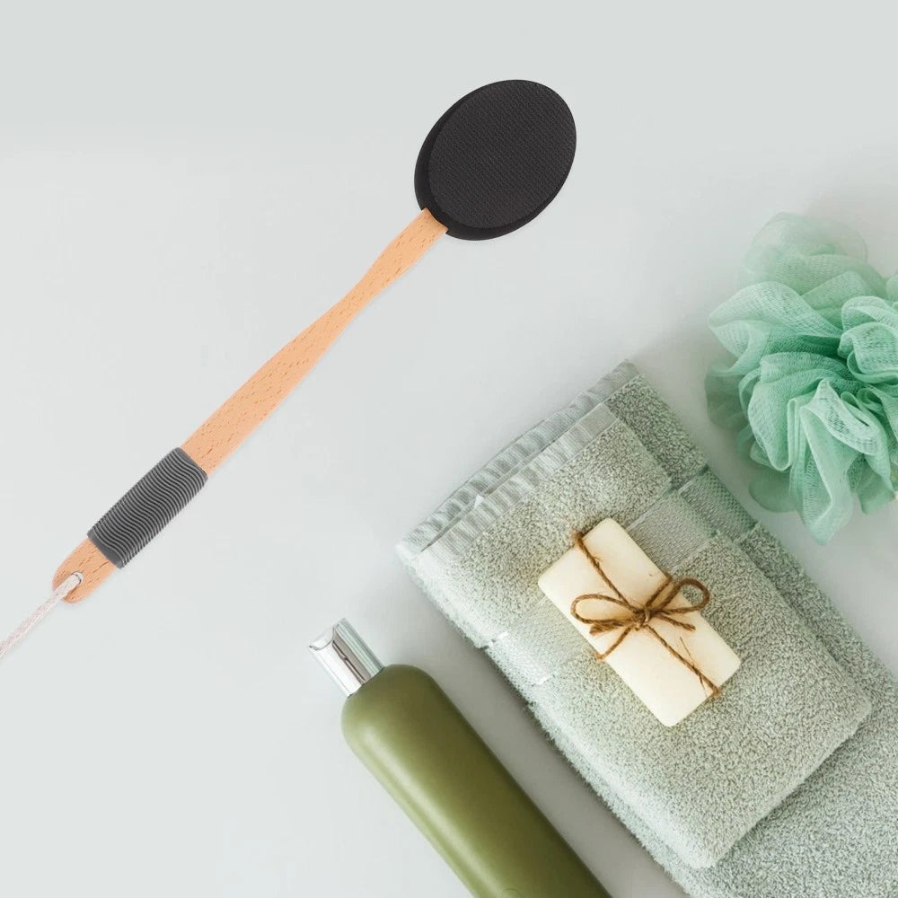 Wooden Handle EVA Bath Brush Scrubber for Shower Cream Applicator