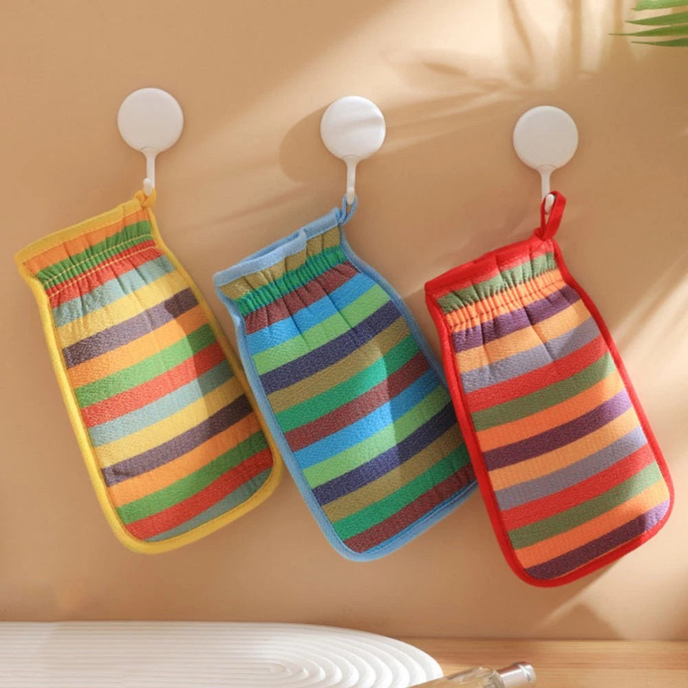 3 Pcs Bath Towel Gloves Back Brush for Shower Men Massage Cleaning