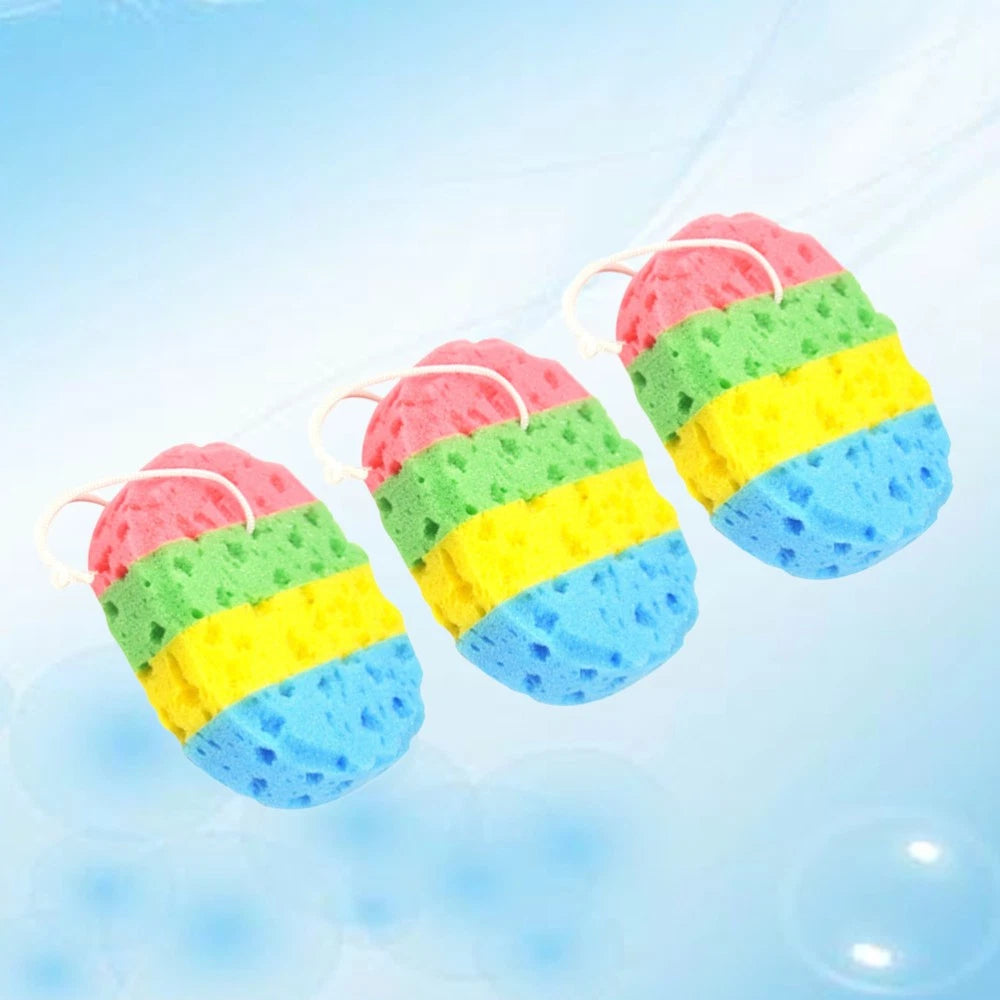 3 Pcs Bath Sponge Bathroom Scrub Brush Four Colors Sponges Seaweed