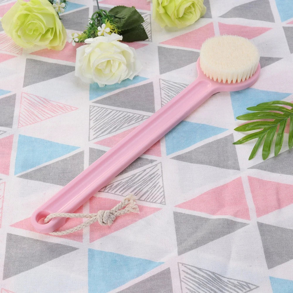 Long Handle Bath Scrubber Printed Body Brush Exfoliating Shower Brush (Flamingo)