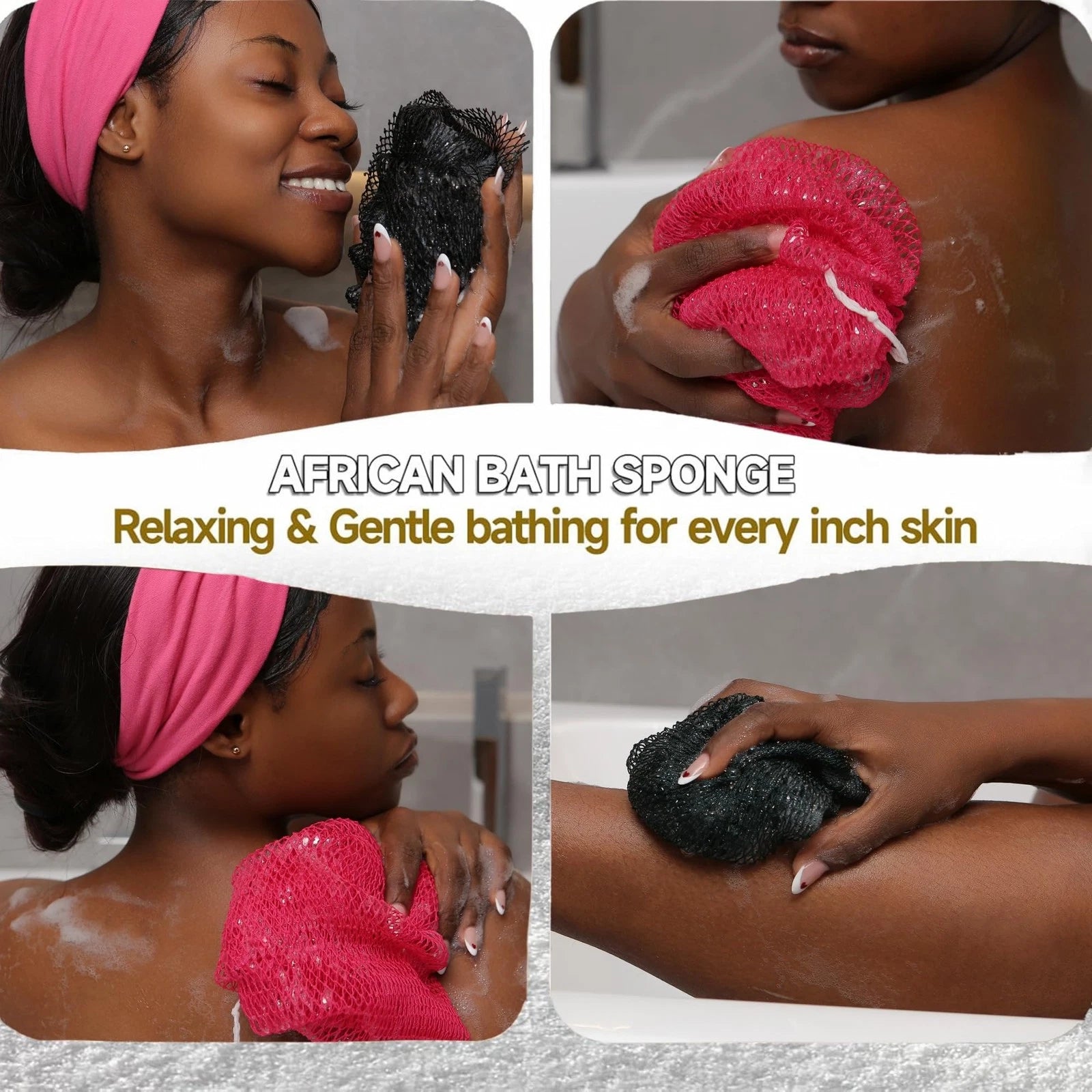 SubSahara Authentic African Net Sponge - 2 Pieces Exfoliating Scrubber for All