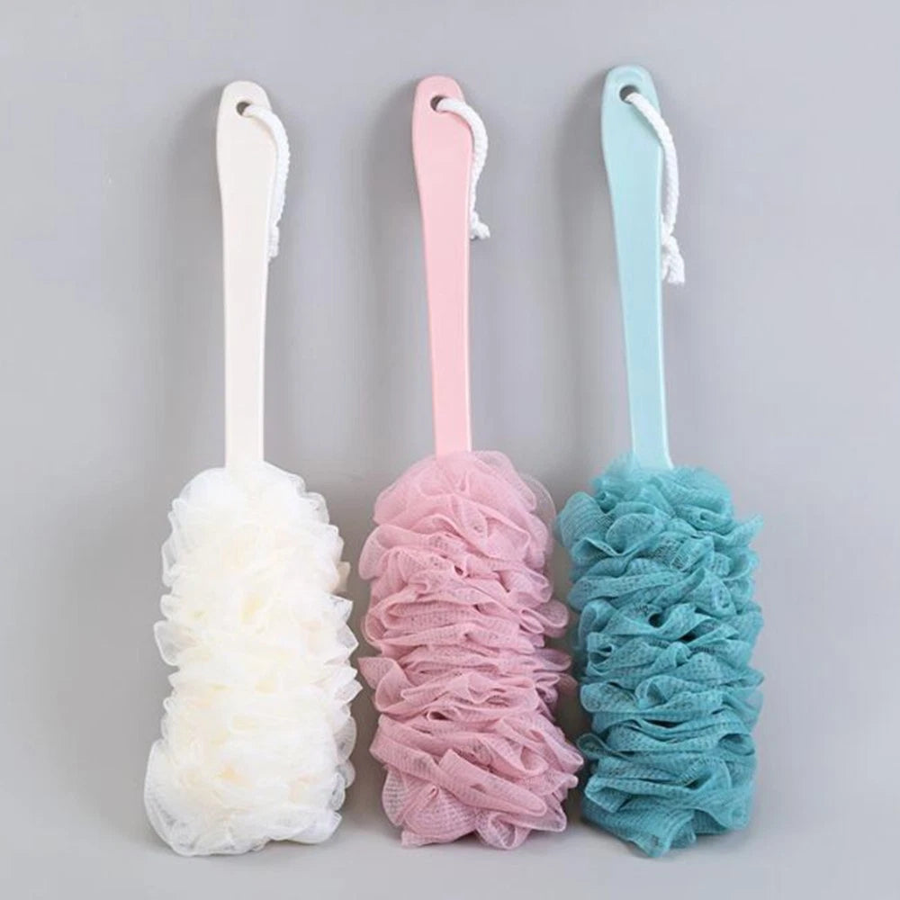 Gauze Bath Ball Brushes Long Handle Bathbrushes Gauze Brush Blue