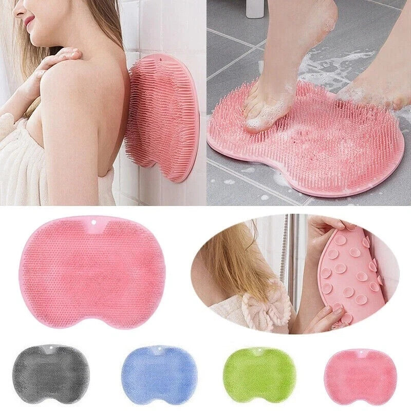1 Pcs. Silicone Wall Mounted Back Scrubber Bath Massage Cushion (Color May Vary)