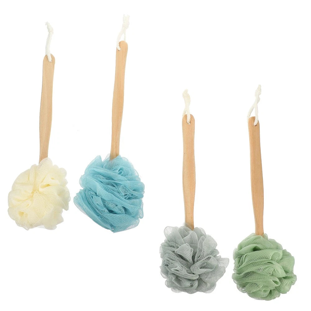 4 Pcs Bath Brush Rubs Back Ball Man Shower Body Scrubber with Long Handle