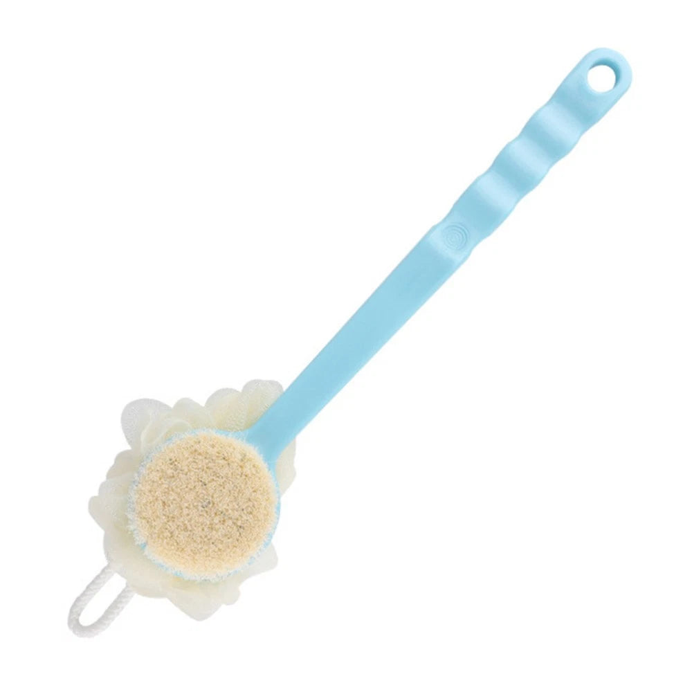 2 Pcs Back Rub Bath Brush Body Shower Scrubber Flower Long Handle