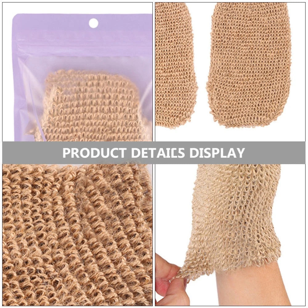 2Pcs Exfoliating Bath Gloves Ramie Jute Spa Scrub for Smooth Skin
