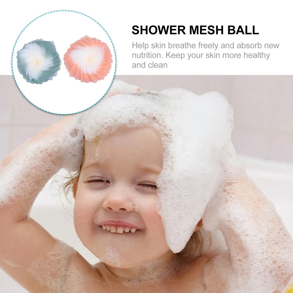 2Pcs Bath Sponge Body Scrubber Pouf Shower Ball Brush for Women and Men