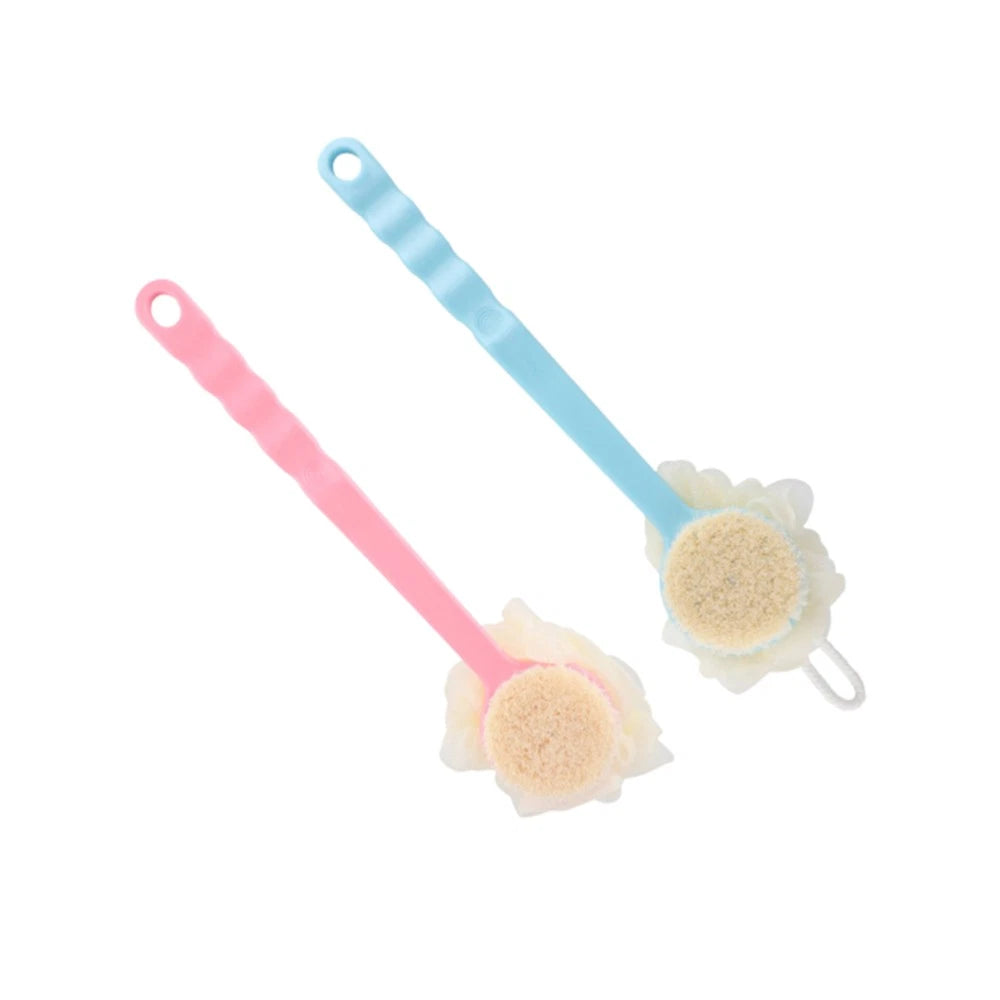 2 Pcs Back Rub Bath Brush Body Shower Scrubber Flower Long Handle