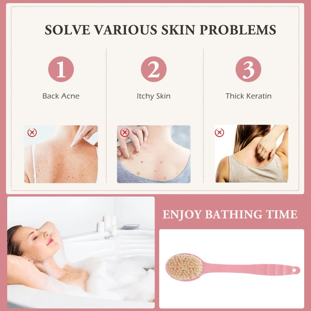 Long Handle Bath Brush Back Scrubber Soft Bristle for Shower Bath