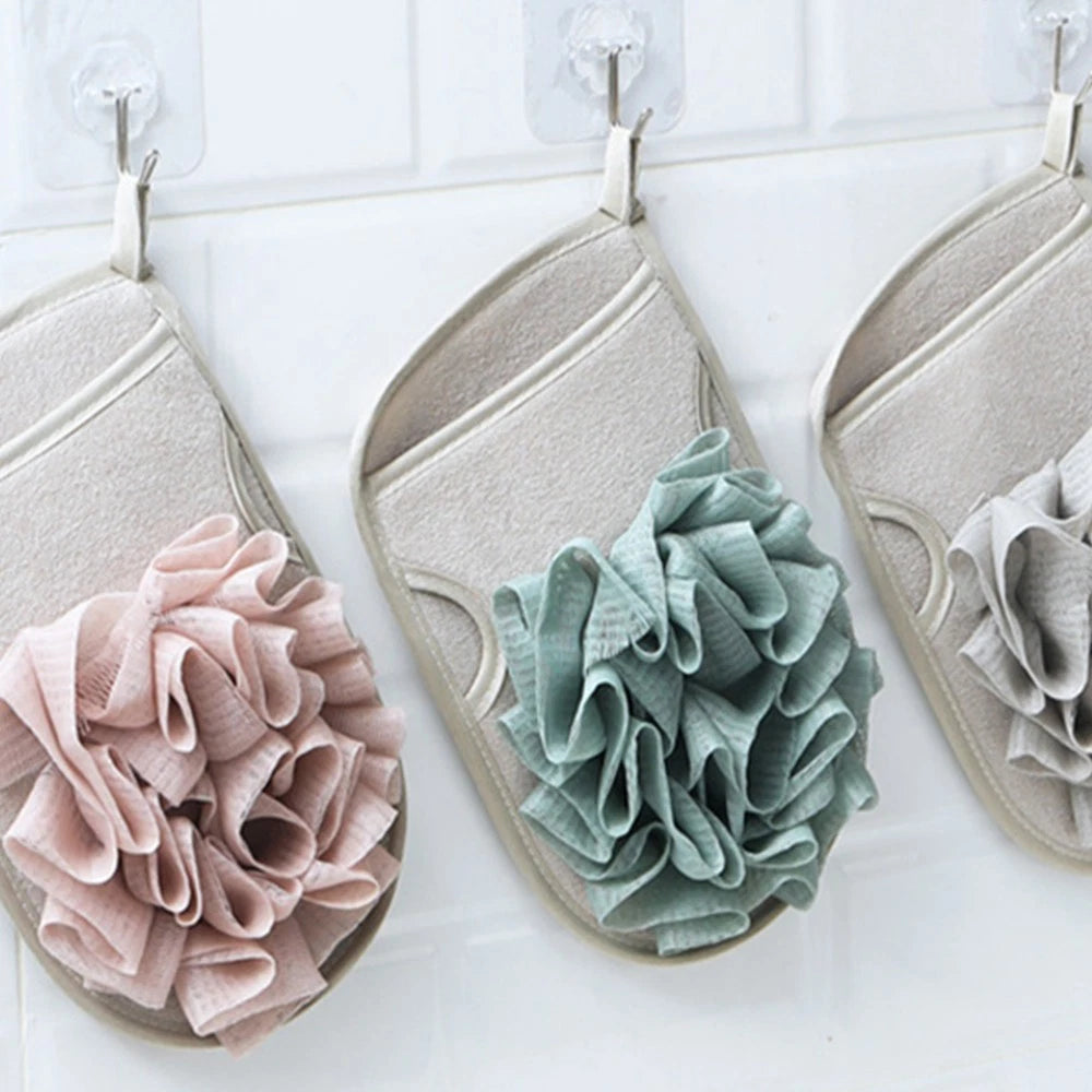 3 Pcs Shower Scrubber Sponge Bath Mitt Dual Side Exfoliating Body Brush