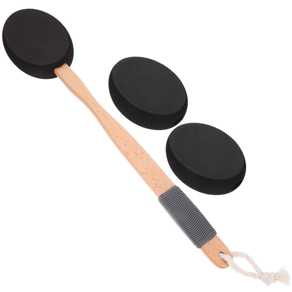 Wooden Handle EVA Bath Brush Scrubber for Shower Cream Applicator