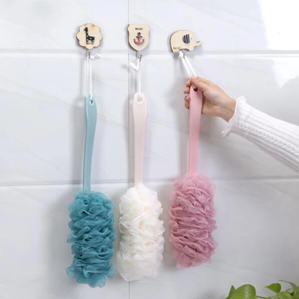 Gauze Bath Ball Brushes Long Handle Bathbrushes Gauze Brush Blue