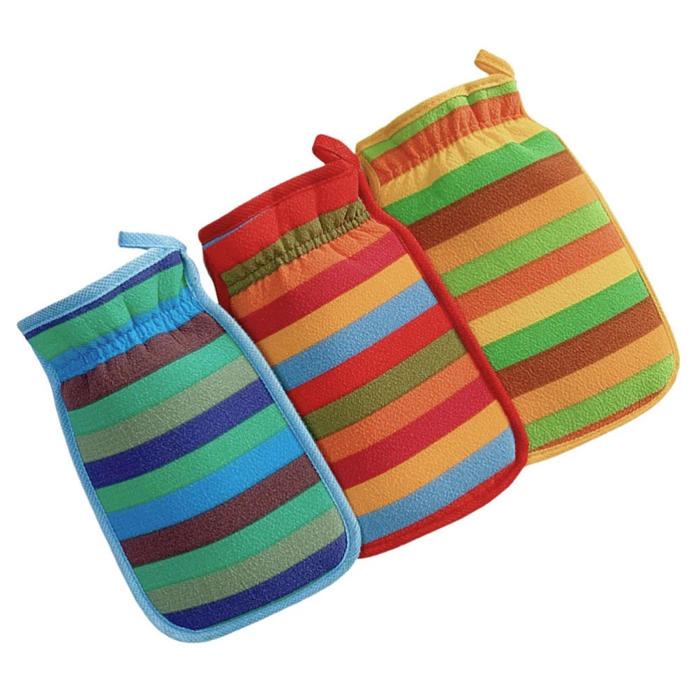 3 Pcs Bath Towel Gloves Massage Cleaning Brush Body Exfoliator Scrubber