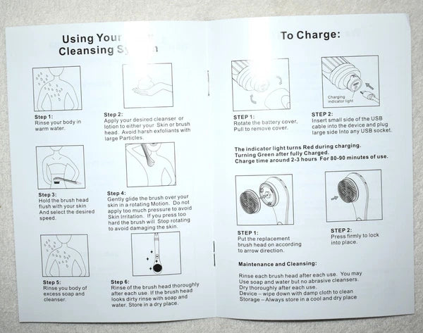 Blushly Rechargeable Exfoliating Body Brush: 6 Heads, 14"  Perfect for Showering