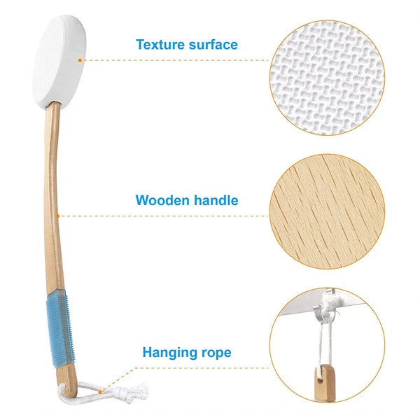 New Hangable Lotion Applicator Easy Reach for Body Anywhere Wooden Handle Brush
