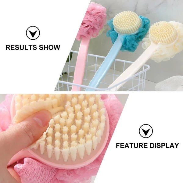 2 Pcs Back Rub Bath Brush Man Miss Body Scrubber Long Handle Brushes