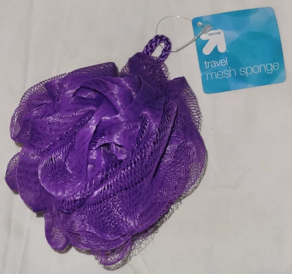 🚿 1 Pc 🚿 3 Inch Mini Loofah Travel Size Shower Sponge Pouf Mesh🚿PURPLE🚿