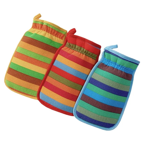 3 Pcs Bath Towel Gloves Back Brush for Shower Men Massage Cleaning