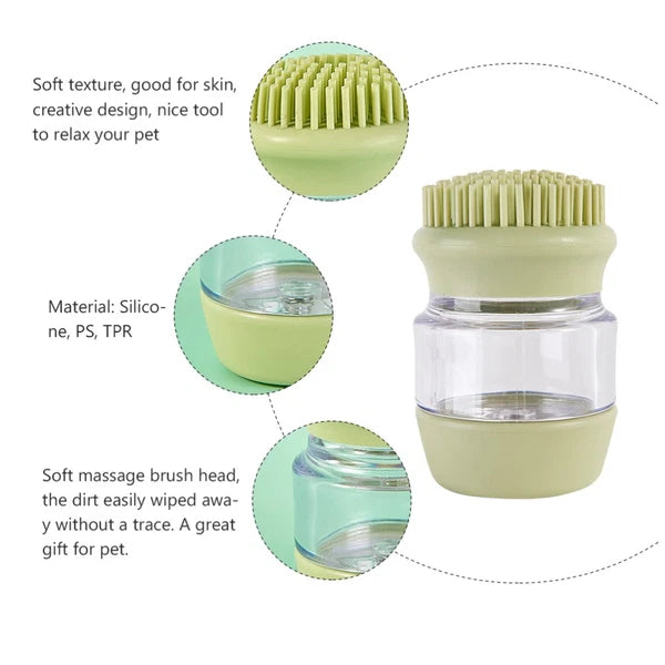 Cat and Dog Silicone Bath Brush Scrubber Shampoo Dispenser for Pet Grooming