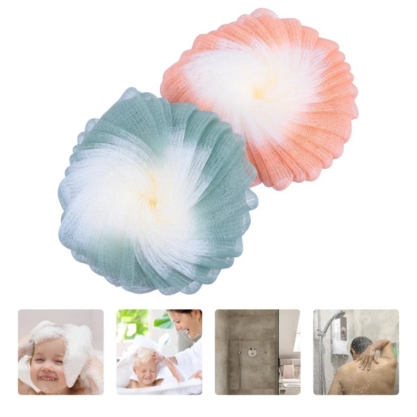 2Pcs Bath Sponge Body Scrubber Pouf Shower Ball Brush for Women and Men