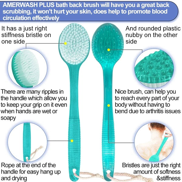 Back Brush for Shower, 14-inch Long Handle Medium Stiff Bristles Bath Scrubbe...