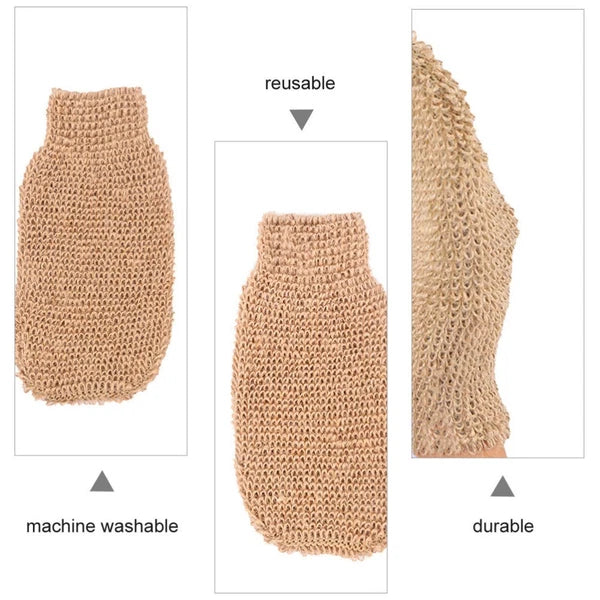 2Pcs Exfoliating Bath Gloves Ramie Jute Spa Scrub for Smooth Skin