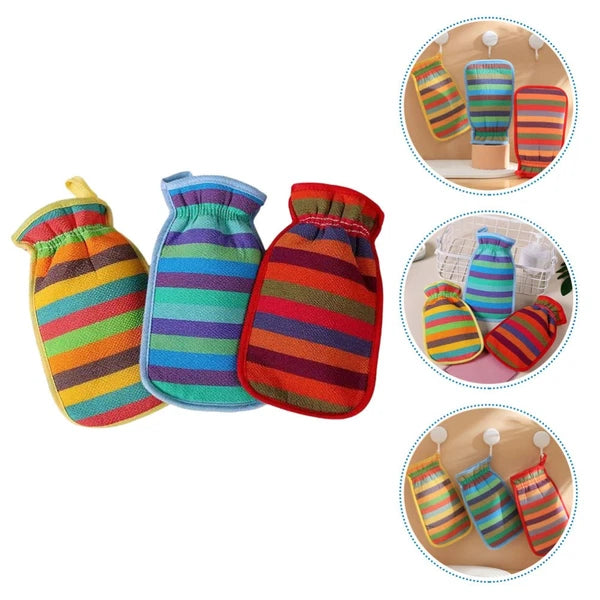 3 Pcs Bath Towel Gloves Massage Cleaning Brush Body Exfoliator Scrubber