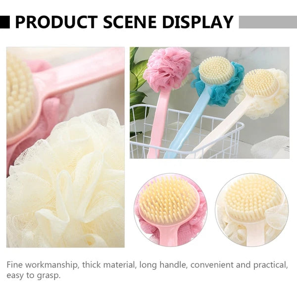 2 Pcs Back Rub Bath Brush Elderly Miss Body Shower Scrubber Exfoliator