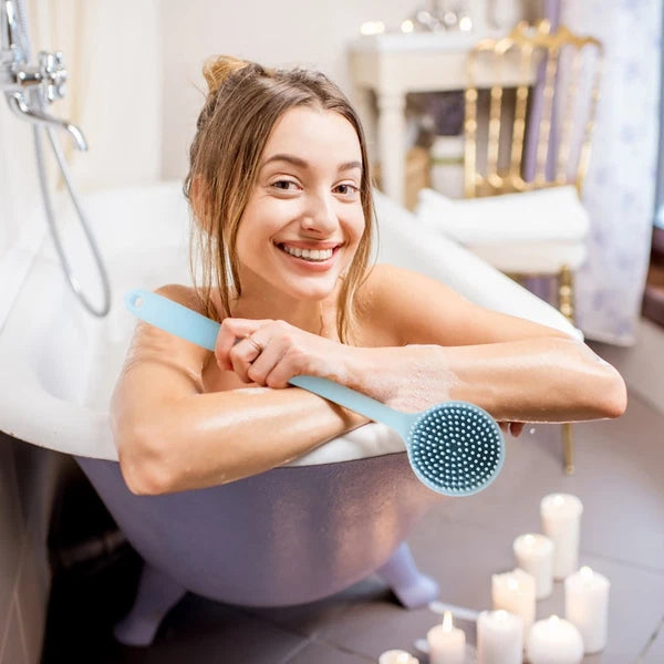 Silicone Bath Brush Man Back Cleaning Scrubber Shower Backbrush for Long Handle