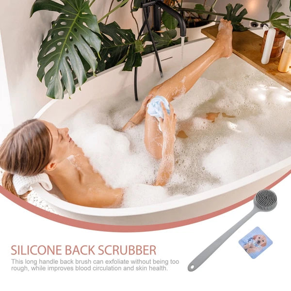 Silicone Bath Brush Man Back Washer Shower Scrubber with Long Handle