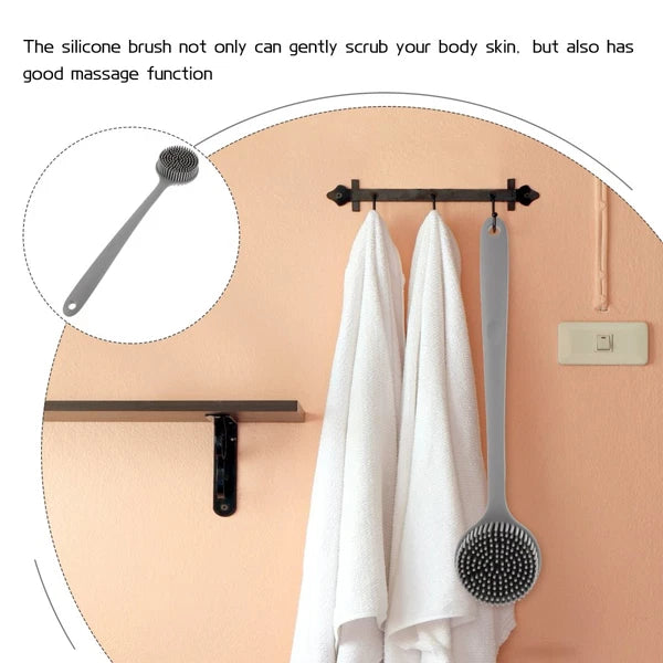 Silicone Bath Brush Man Body Scrubber Shower Back for Long Handle