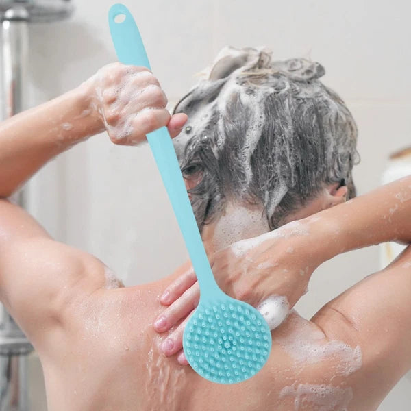 Long Handle Bath Brush Body Scrubber Silicone Shower Exfoliation
