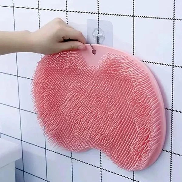 1 Pcs. Silicone Wall Mounted Back Scrubber Bath Massage Cushion (Color May Vary)