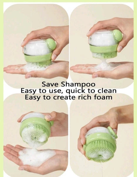 1PC Grey Pet Grooming Bath Massage Brush With Soap And Shampoo Dispenser  Sponge